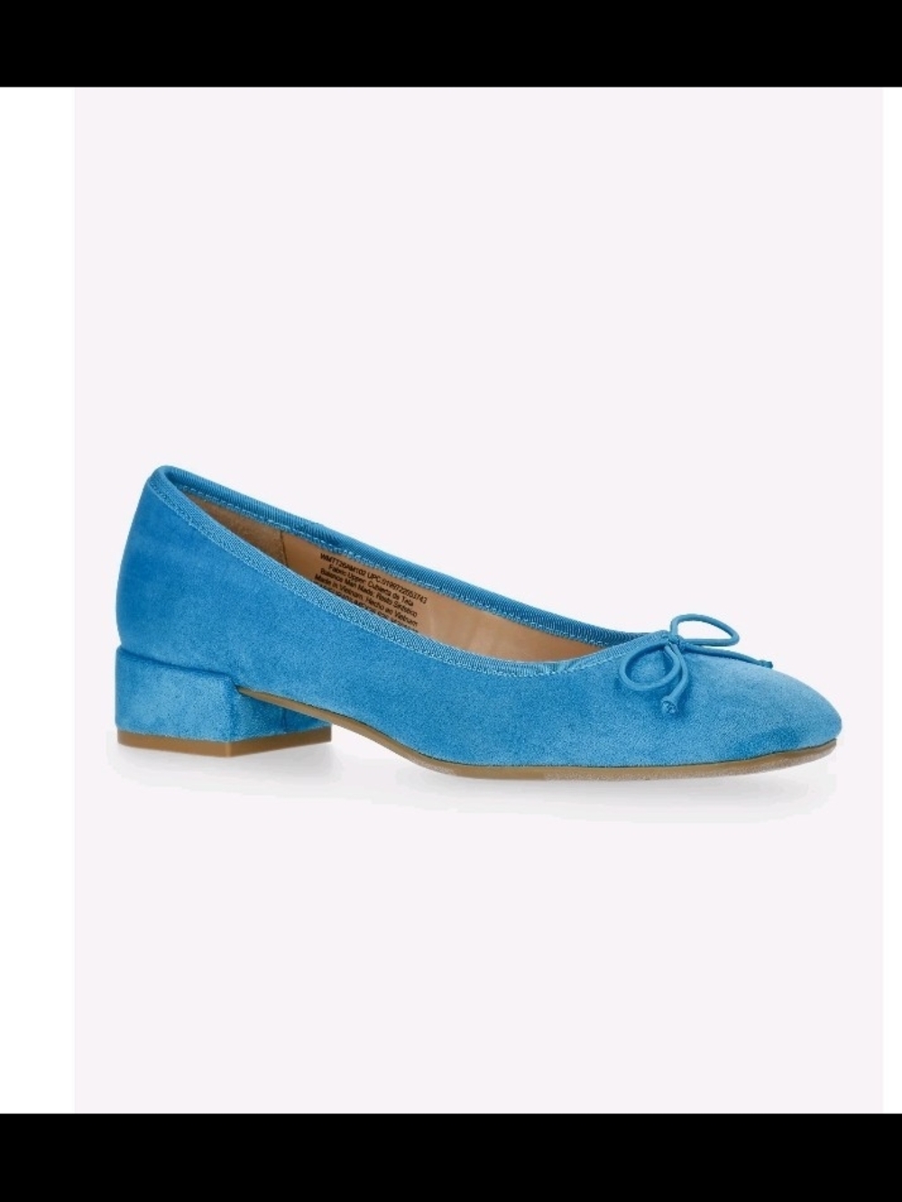 NWT Time and Tru Turquoise Blue Faux Suede Bow Block Heel Ballet Flats Size 6-11
